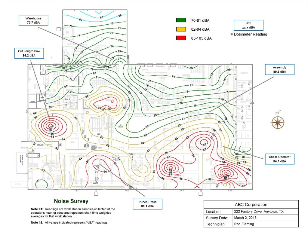 A sound level map from a real noise survey